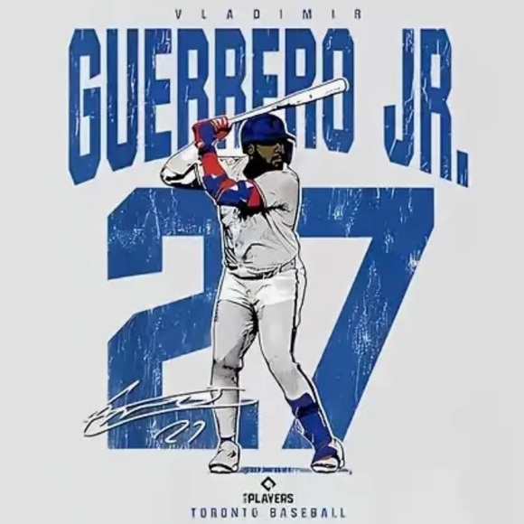 NEW: Guerrero Jr. #27 Toronto Blue Jays Design Baseball Jersey T-Shirt XXL - Picture 2 of 4